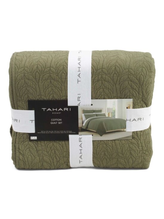 TAHARI HOME Other - TAHARI HOME Cotton Embroidered Leaves Quilt Set